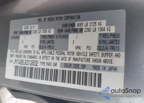 2012 Mazda 5 из США, поврежденный, VIN JM1CW2BL9C0128532